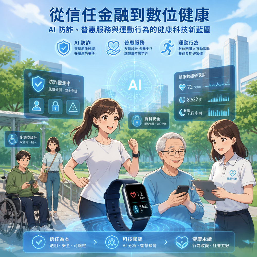 從信任金融到數位健康：AI 防詐、普惠服務與運動行為的健康科技新藍圖
