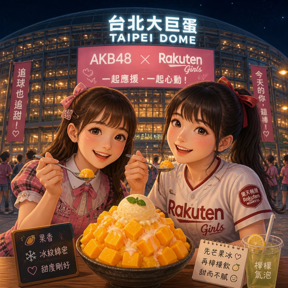 追球也追甜！台北大巨蛋吃到心動芒果冰：AKB48與樂天女孩的聯名心情食譜