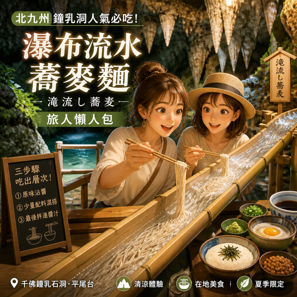 北九州鍾乳洞人氣必吃:瀑布流水蕎麥麵(滝流し蕎麦)旅人懶人包