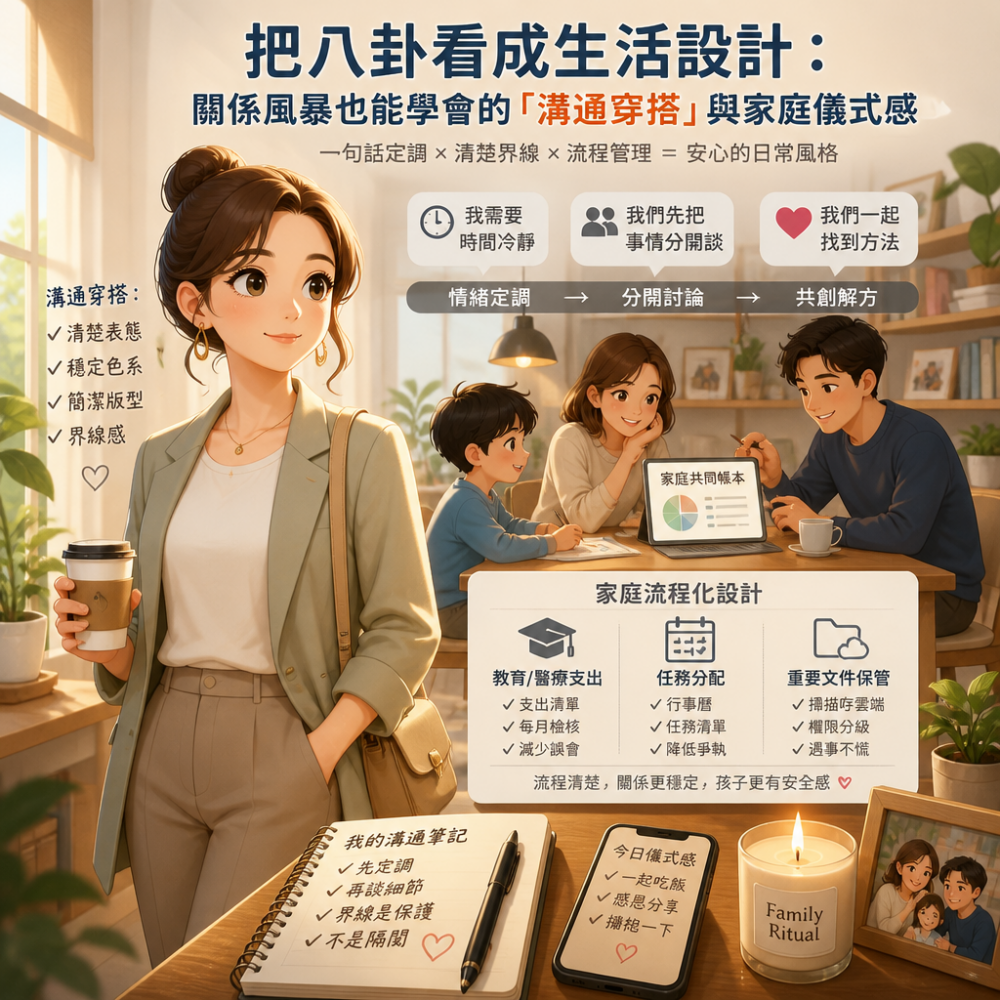 把八卦看成生活設計：關係風暴也能學會的「溝通穿搭」與家庭儀式感