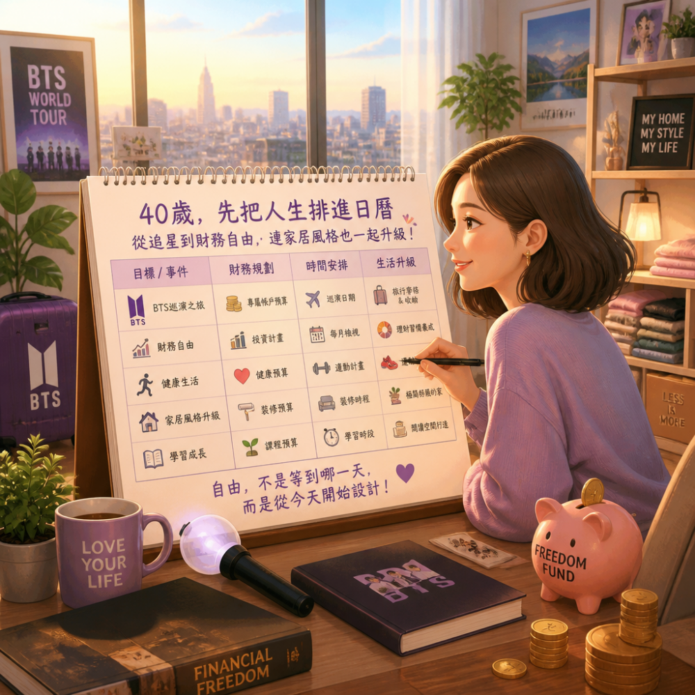 40歲先把人生排進日曆：從追星到財務自由，連家居風格也一起升級