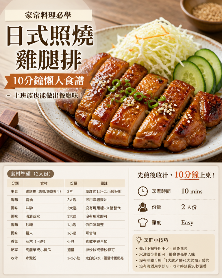 家常料理必學:10分鐘懶人食譜「日式照燒雞腿排」—上班族也能做出餐廳味