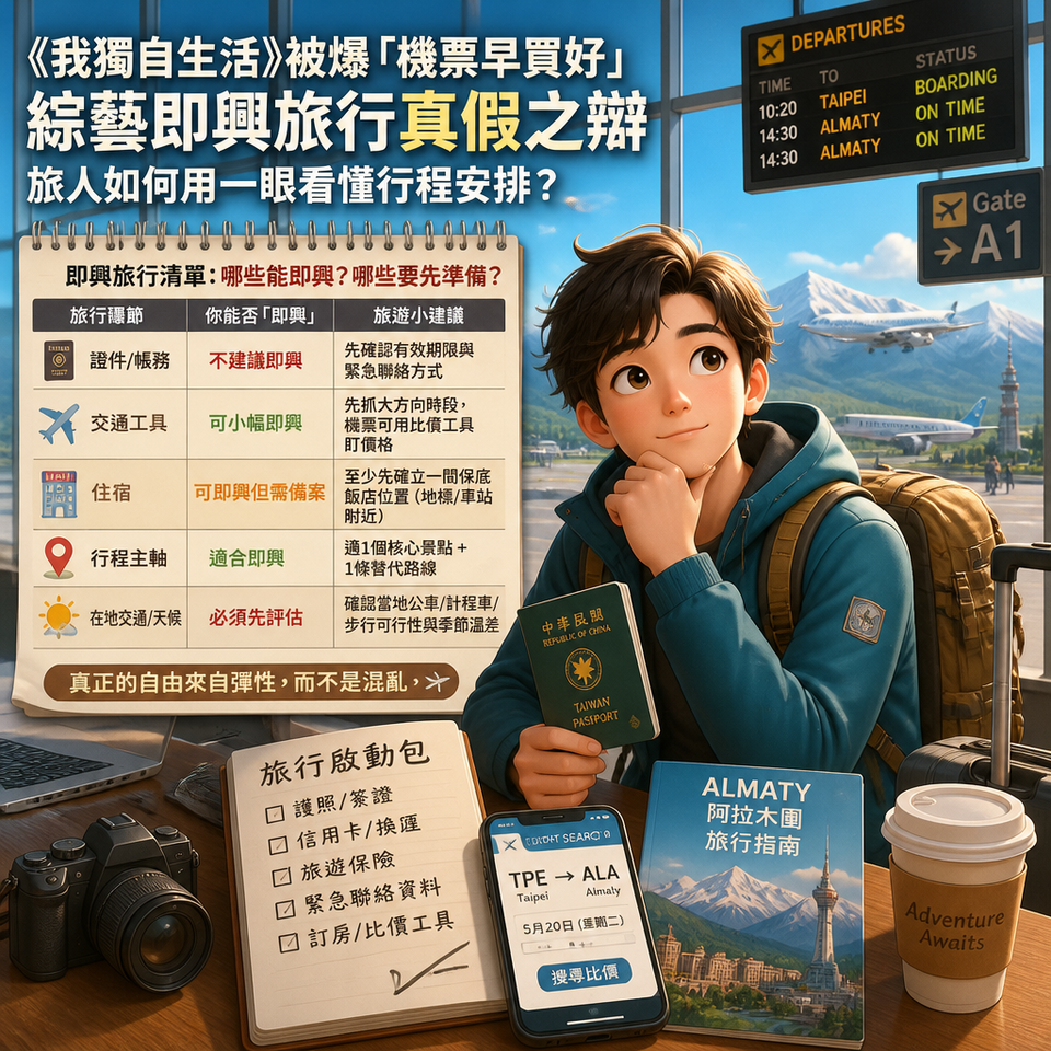 《我獨自生活》被爆「機票早買好」:綜藝即興旅行真假之辯,旅人如何用一眼看懂行程安排?