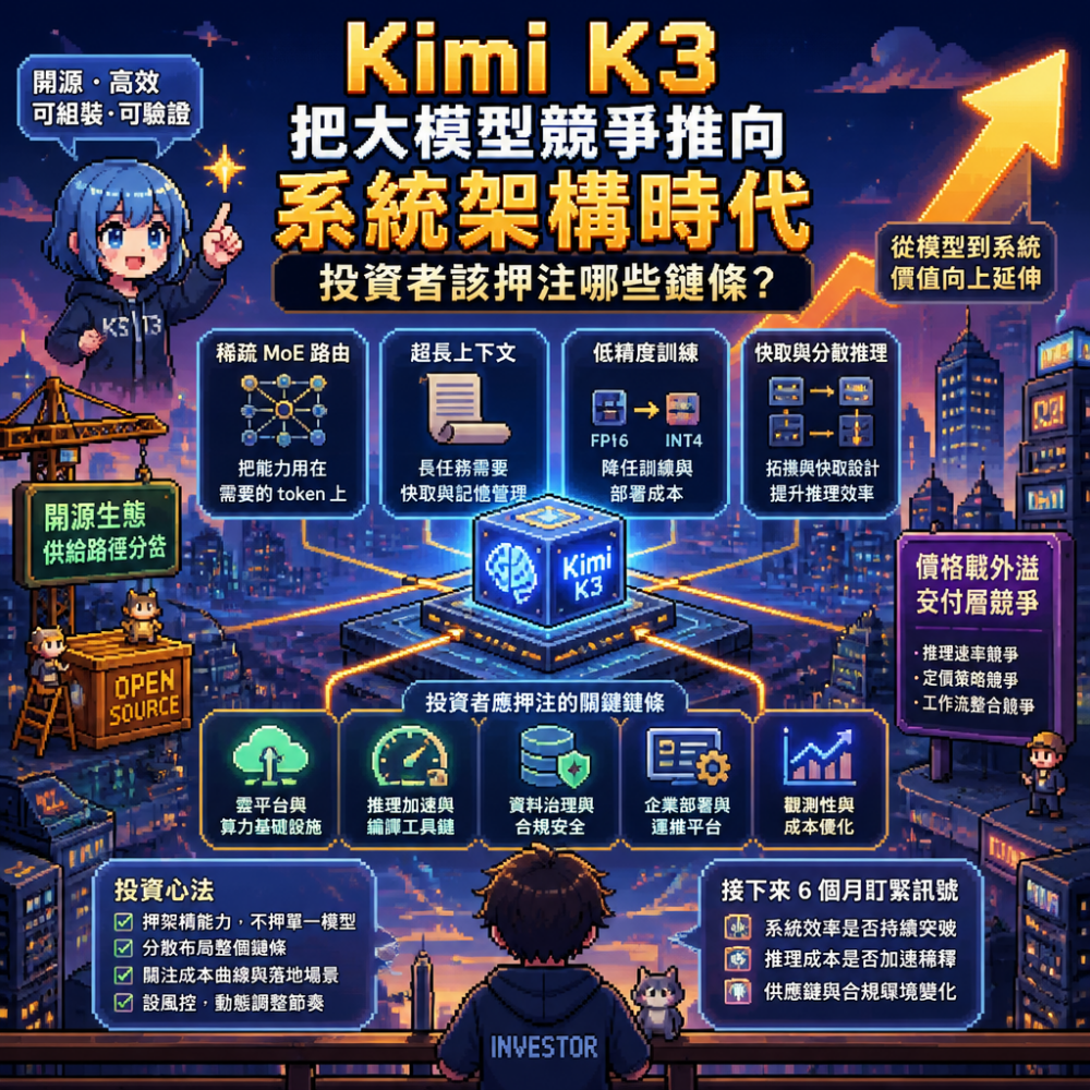 Kimi K3 把大模型競爭推向系統架構時代：投資者該押注哪些鏈條？