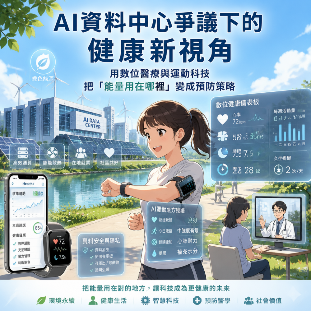 AI資料中心爭議下的健康新視角：用數位醫療與運動科技把「能量用在哪裡」變成預防策略