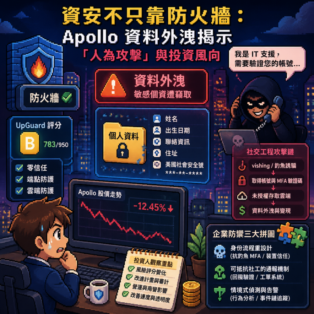 資安不只靠防火牆：Apollo 資料外洩揭示「人為攻擊」與投資風向