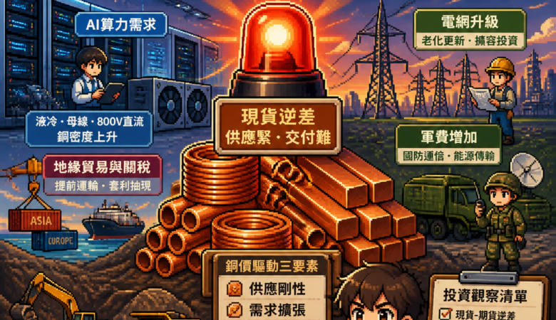 銅價「逆差」像警報：AI算力、軍費與電網升級為何讓市場進入搶料時代