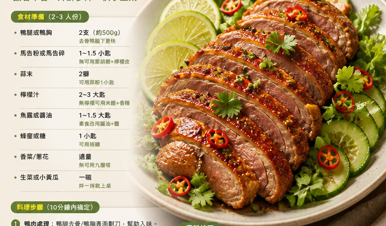 10分鐘料理必學：低碳家常料理｜新北綠色旅遊靈感「泰式馬告檸檬烤鴨」