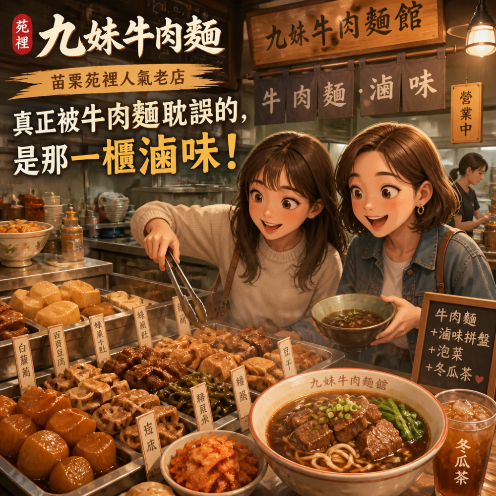 苗栗苑裡人氣老店九妹牛肉麵:真正被牛肉麵耽誤的,是那一櫃滷味!