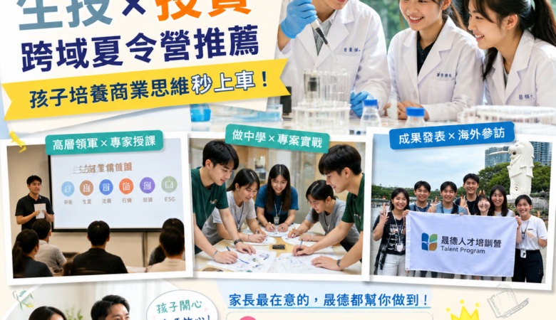 暑假爸媽救星！2026晟德人才培訓營：生技×投資跨域夏令營推薦，孩子培養商業思維秒上車
