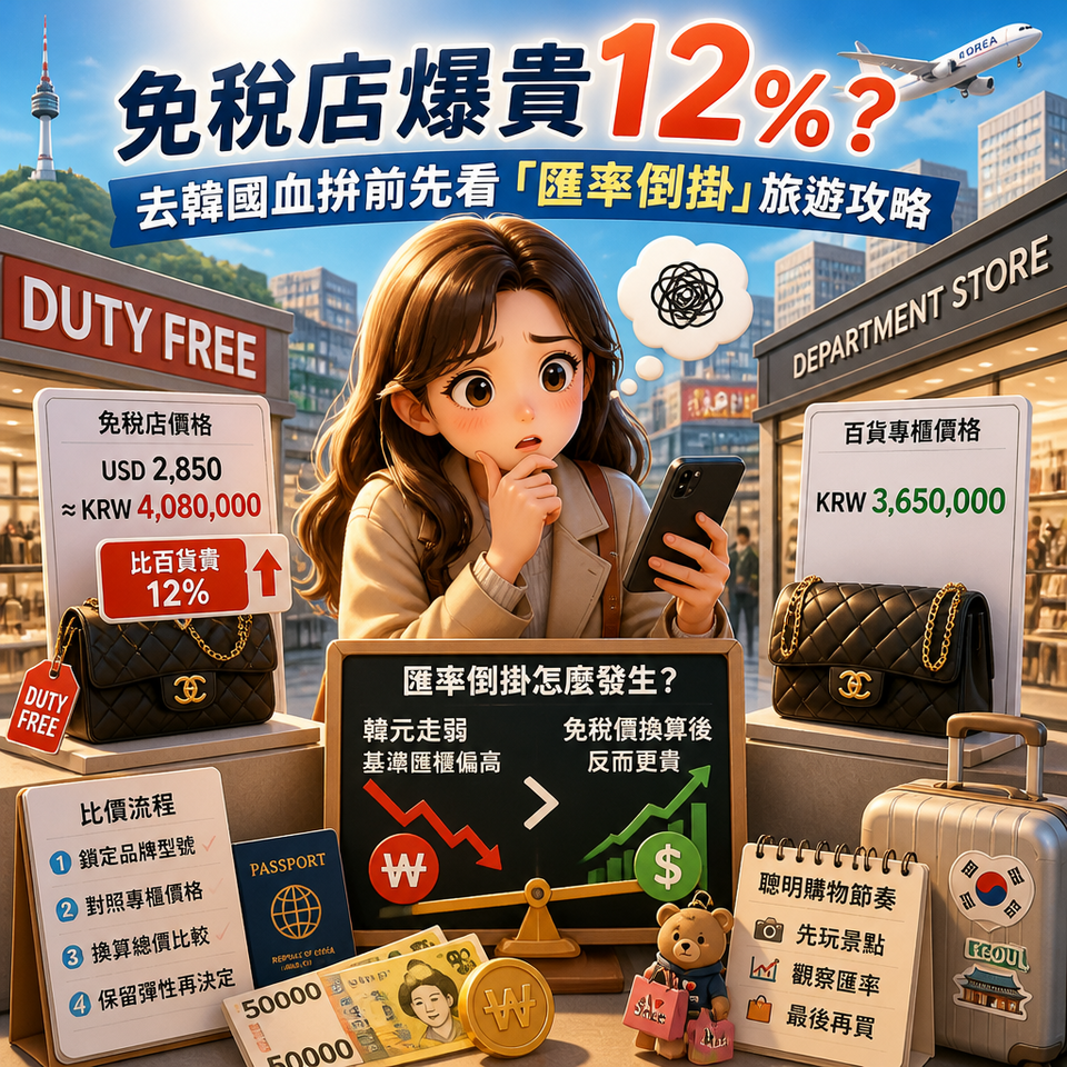 免稅店爆貴12%?去韓國血拚前先看「匯率倒掛」旅遊攻略