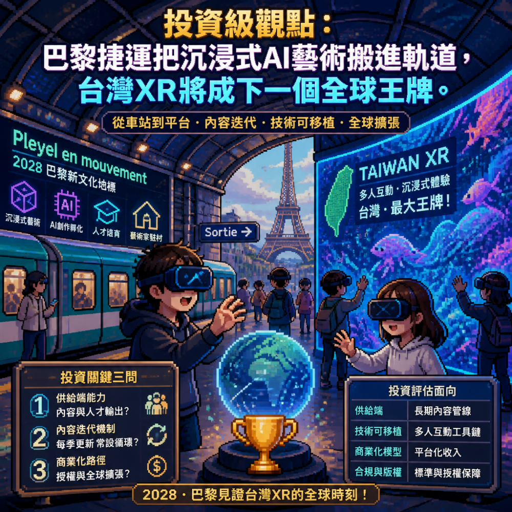 投資級觀點:巴黎捷運把沉浸式AI藝術搬進軌道,台灣XR將成下一個全球王牌