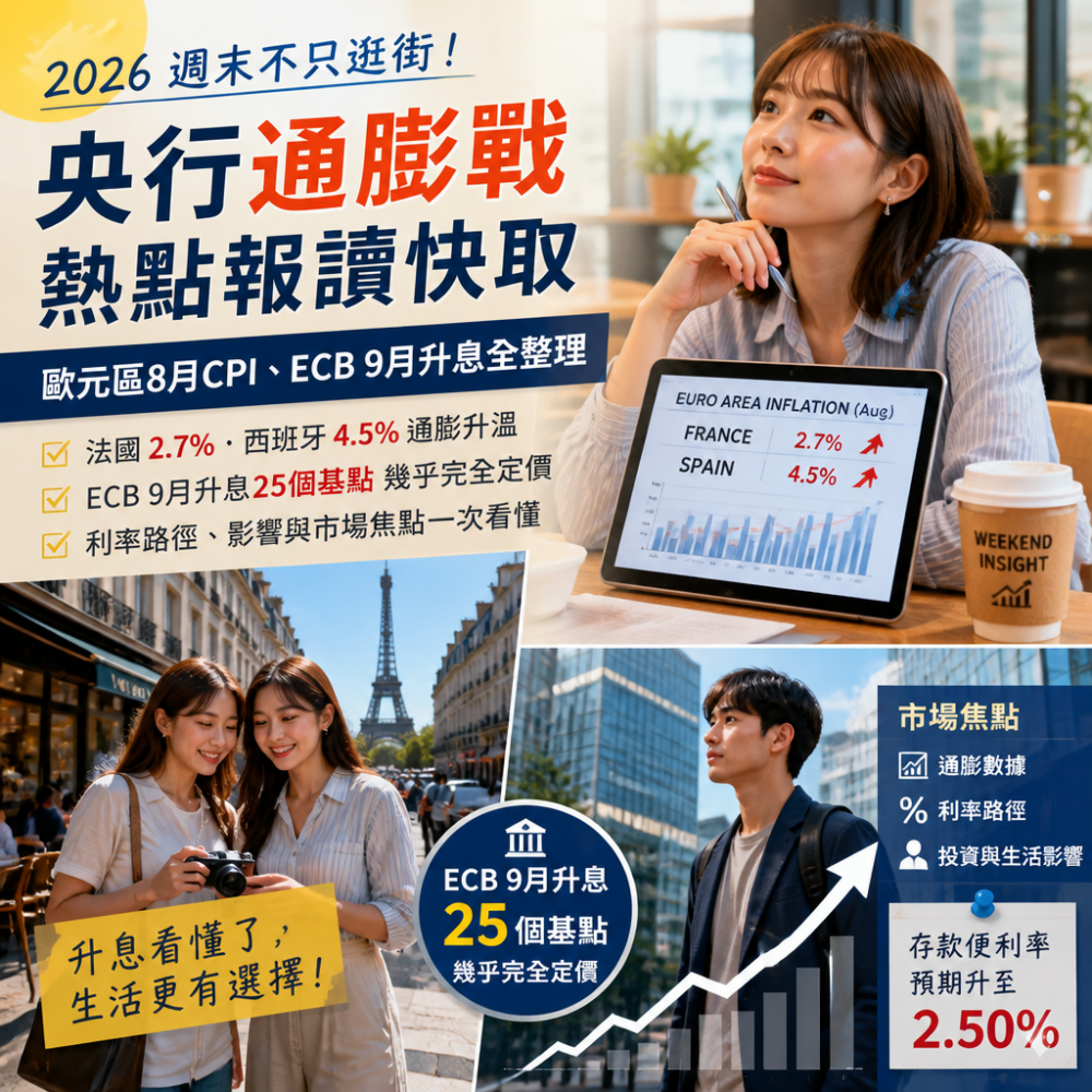 2026週末不只逛街！「央行通膨戰」熱點報讀快取：歐元區8月CPI、ECB 9月升息全整理