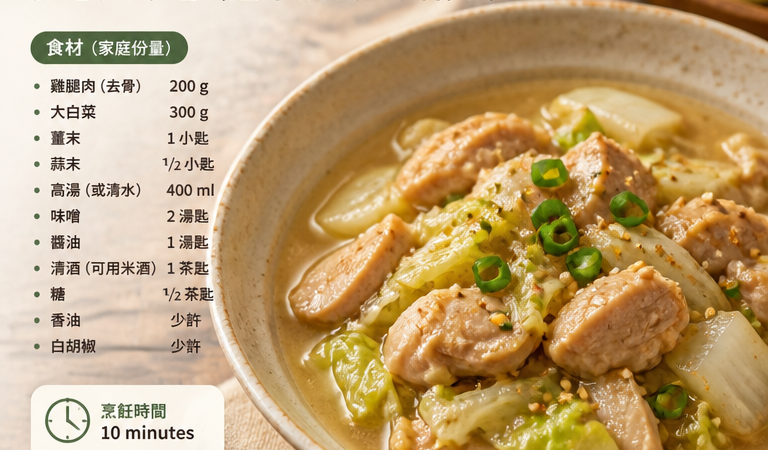 拾青今晚吃什麼｜家常料理必學：10分鐘懶人食譜「日式味噌雞肉白菜」安心又好吃（避甲醛3招不擔心）