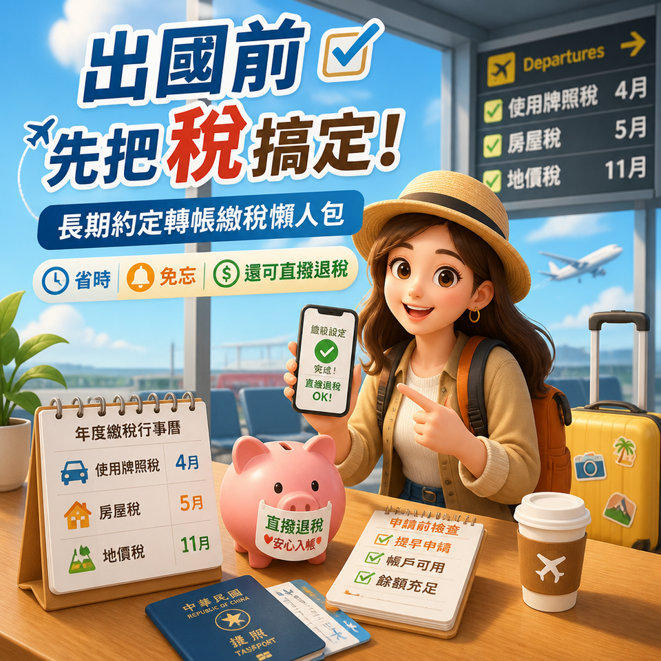 出國前先把稅搞定！長期約定轉帳繳稅懶人包：省時、免忘、還可直撥退稅