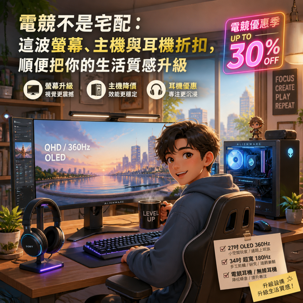 電競不是宅配：這波螢幕、主機與耳機折扣，順便把你的生活質感升級