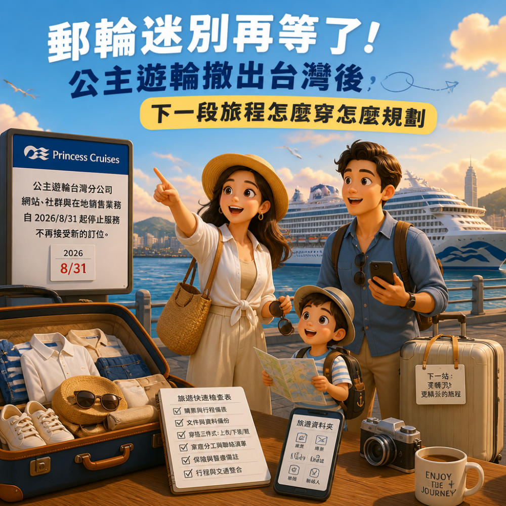 郵輪迷別再等了!公主遊輪撤出台灣後,下一段旅程怎麼穿怎麼規劃