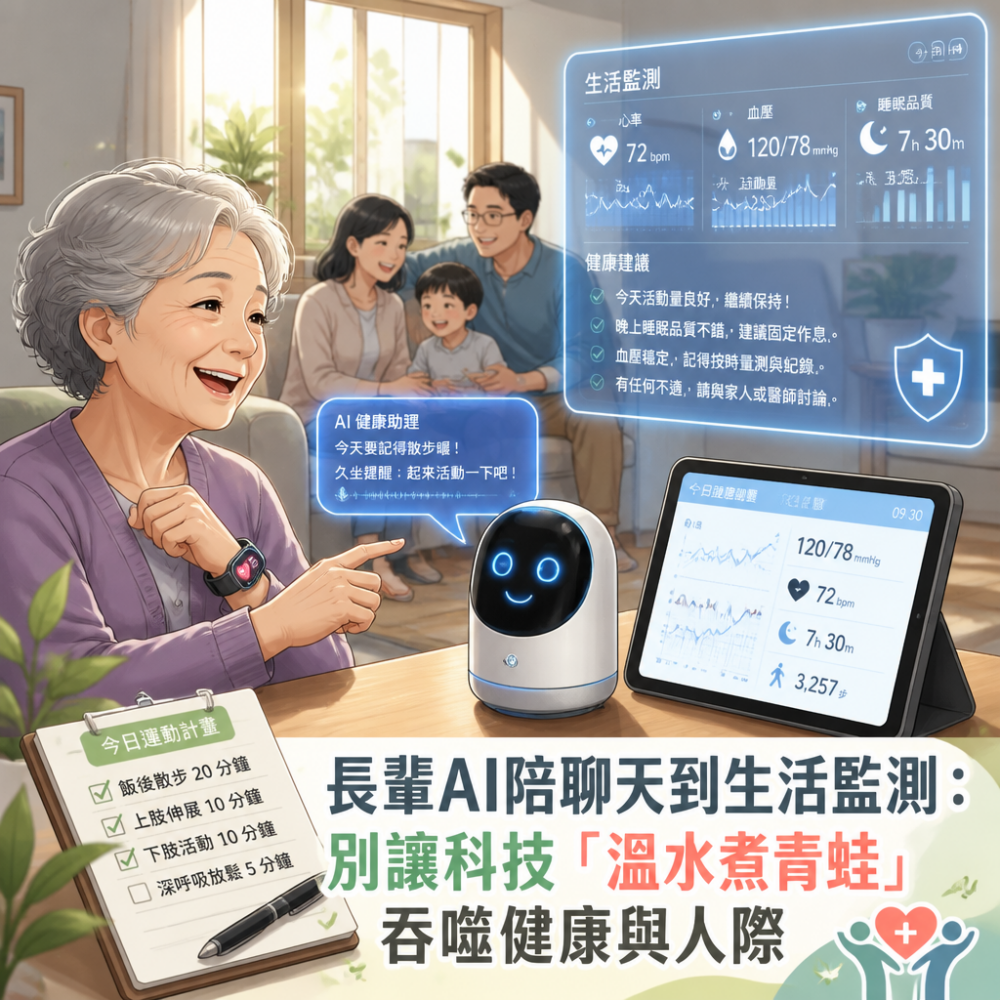 長輩AI陪聊天到生活監測：別讓科技「溫水煮青蛙」吞噬健康與人際