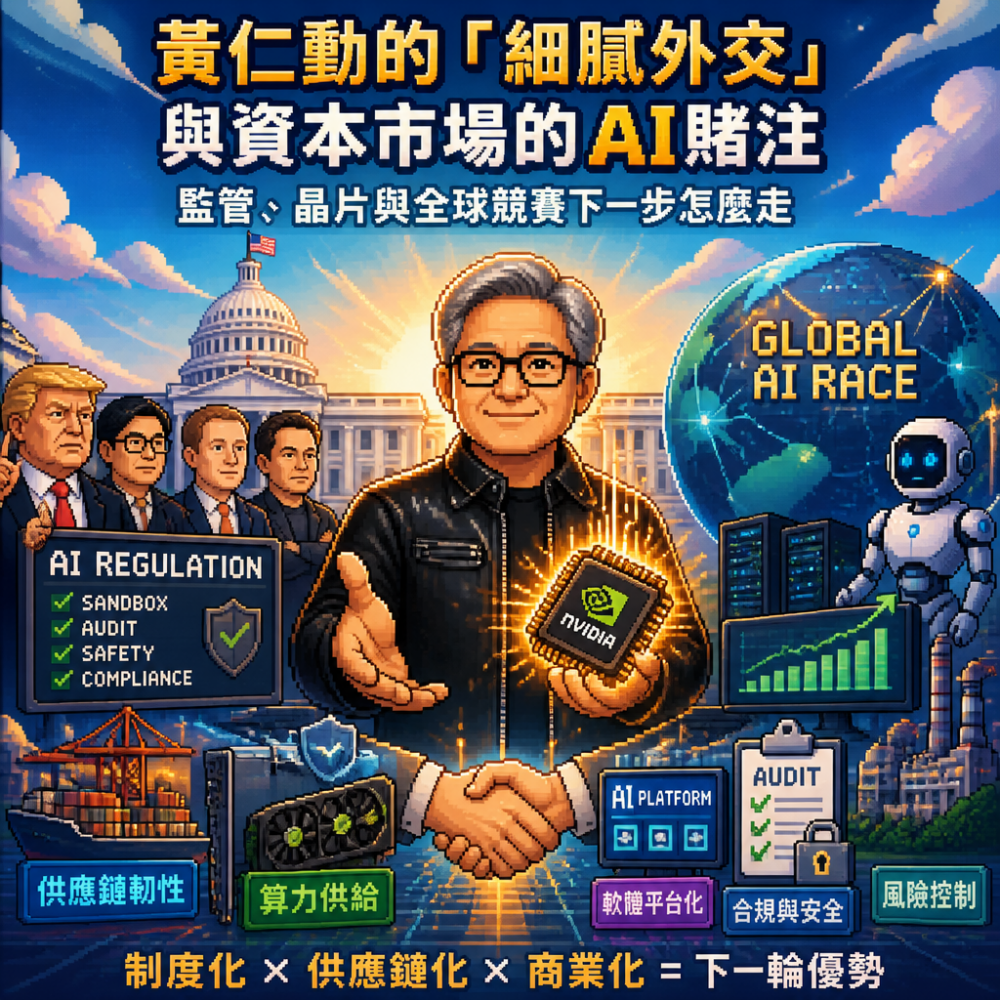 黃仁勳的「細膩外交」與資本市場的AI賭注:監管、晶片與全球競賽下一步怎麼走