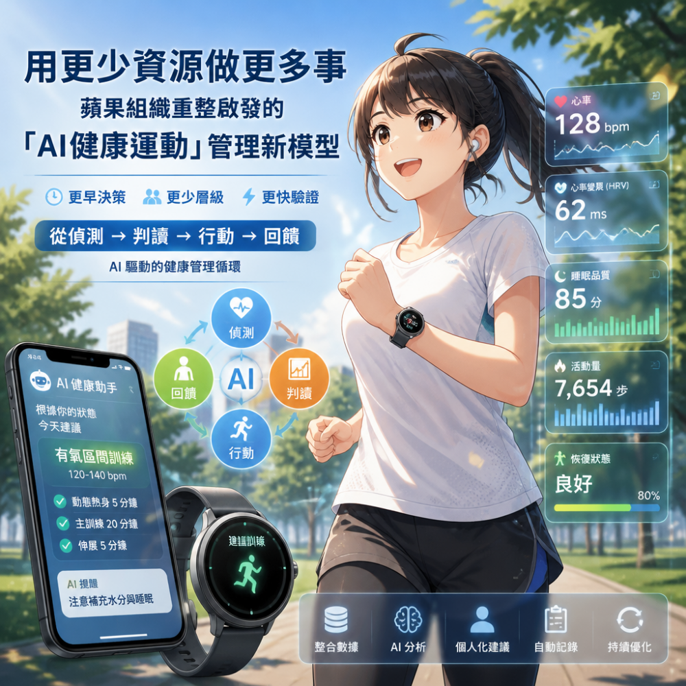 用更少資源做更多事:蘋果組織重整啟發的「AI健康運動」管理新模型