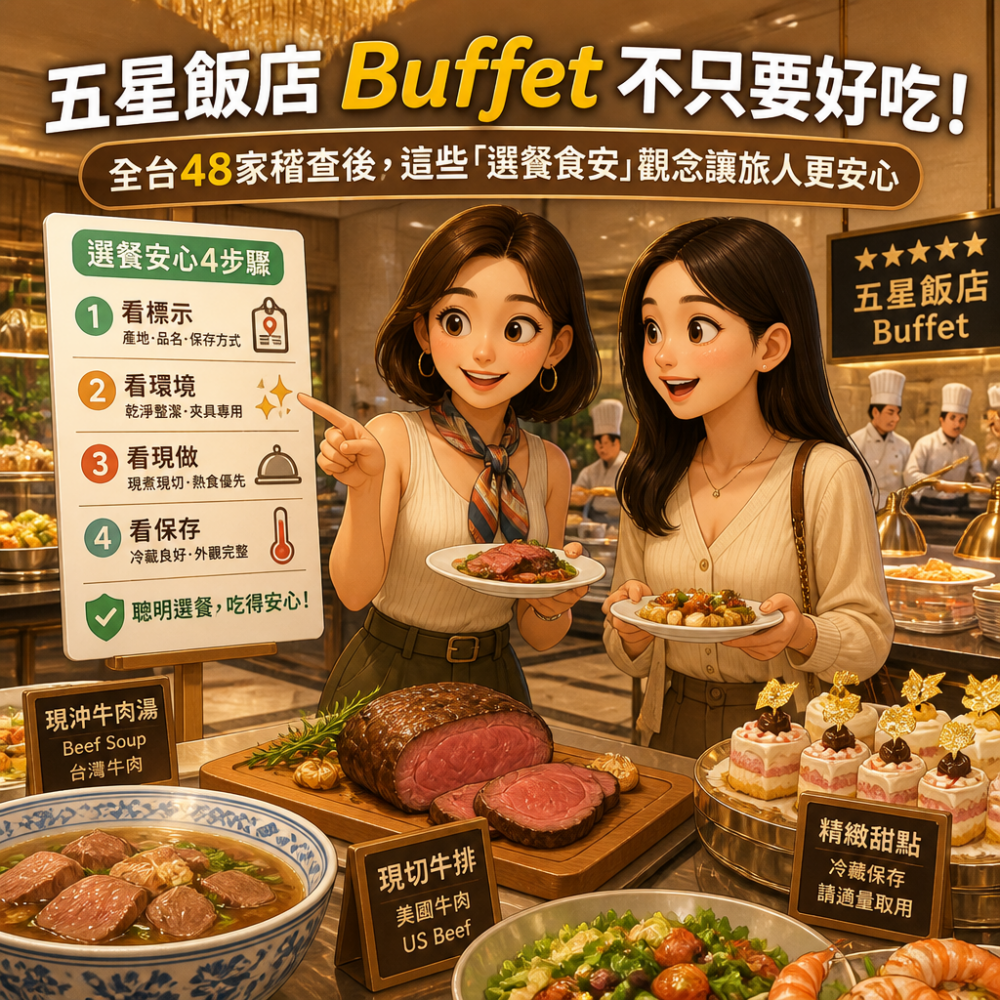 五星飯店Buffet不只要好吃!全台48家稽查後,這些「選餐食安」觀念讓旅人更安心