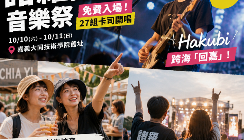 2026諸羅搖滾音樂祭嘉義免費入場攻略：Hakubi跨海「回嘉」＋27組卡司開唱！10/10-11誰要錯過