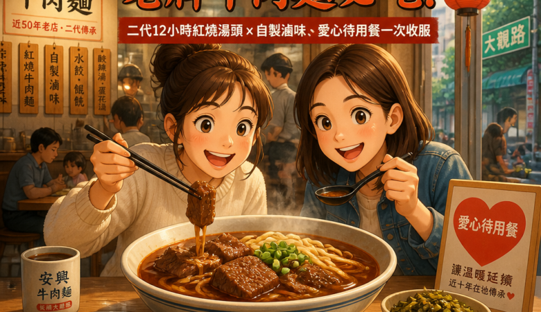 板橋大觀路老牌牛肉麵必吃！二代12小時紅燒湯頭x自製滷味、愛心待用餐一次收服