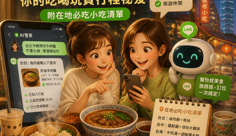 LINE 15 週年後的AI管家＝你的吃喝玩買行程祕笈：附在地必吃小吃清單