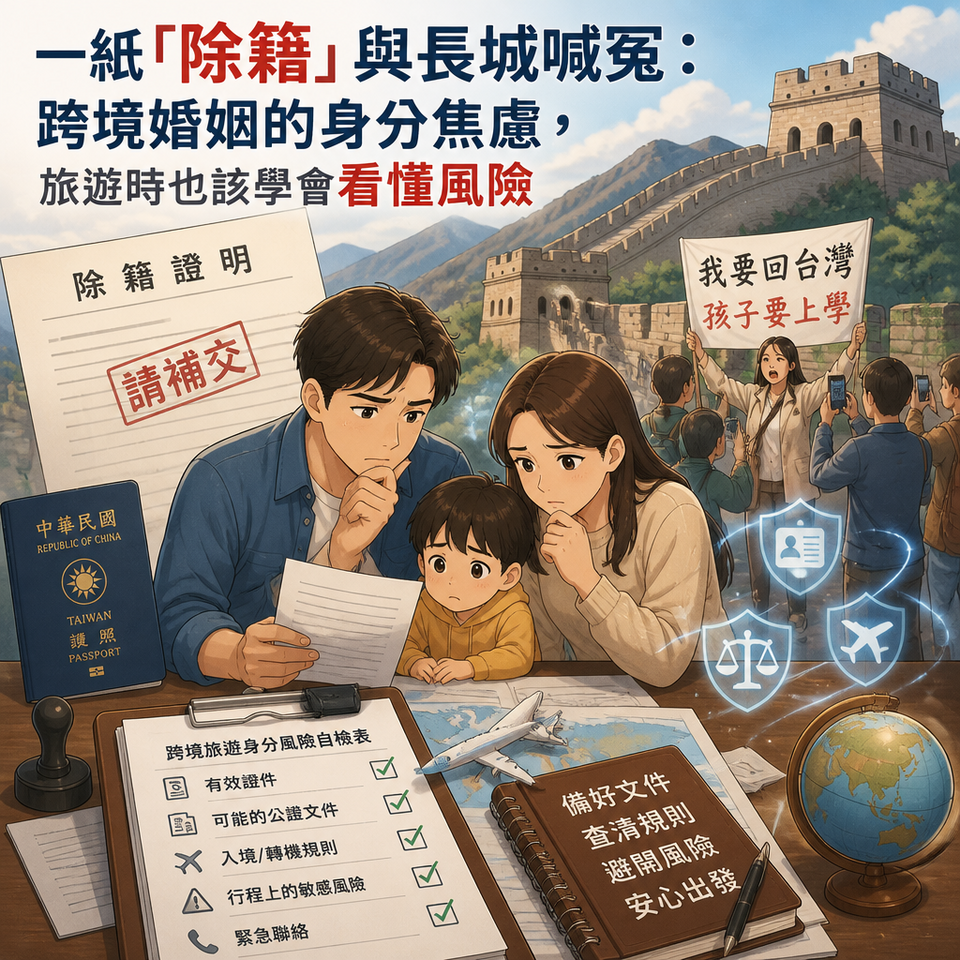 一紙「除籍」與長城喊冤:跨境婚姻的身分焦慮,旅遊時也該學會看懂風險