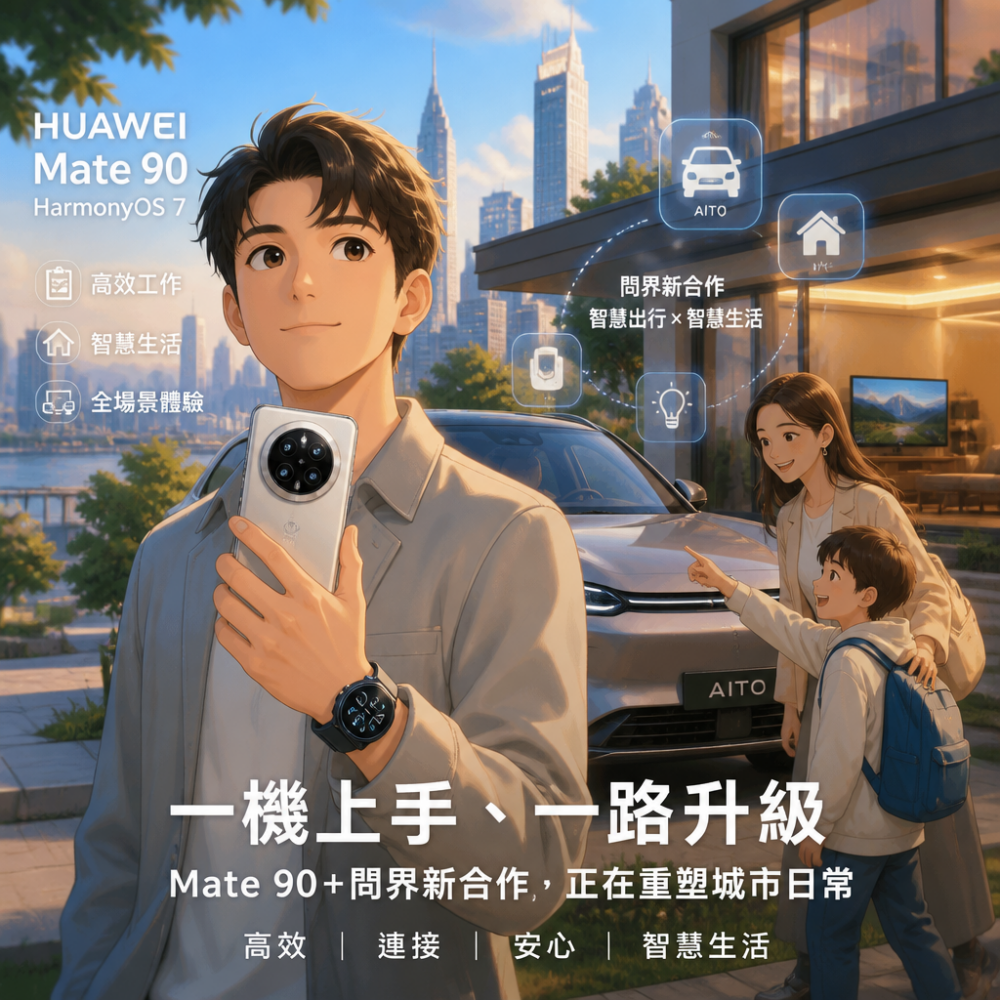 一機上手、一路升級：Mate 90＋問界新合作，正在重塑城市日常的風格